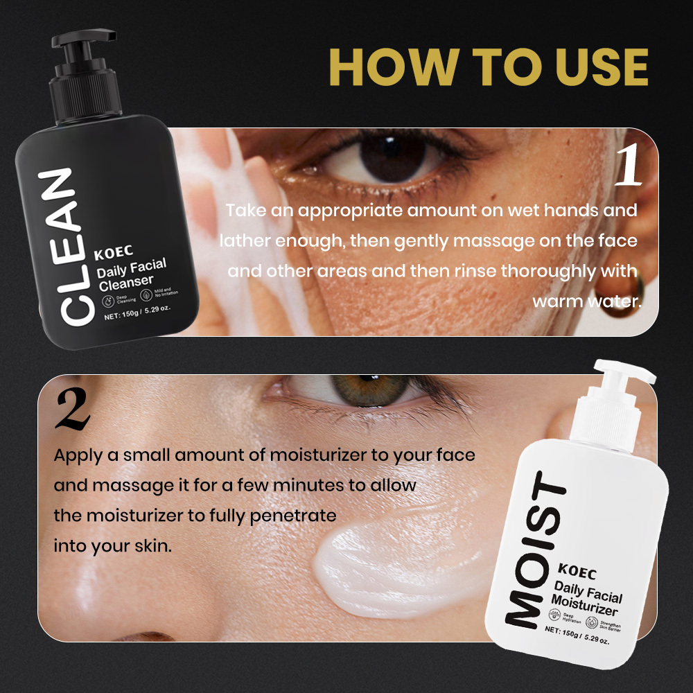 Men Facial Cleanser and Face Moisturizer 150g Skin Care Set Wholesale, Hydrating Face Cream & Face Wash for All Skin Types
