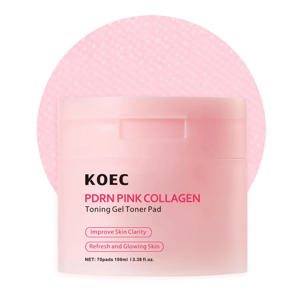 Korean PDRN Pink Jelly Facial 70Pads, KOEC Collagen Gel Toner Face Pad with Niacinamide for Daily Skin Care Soothing Wholesale
