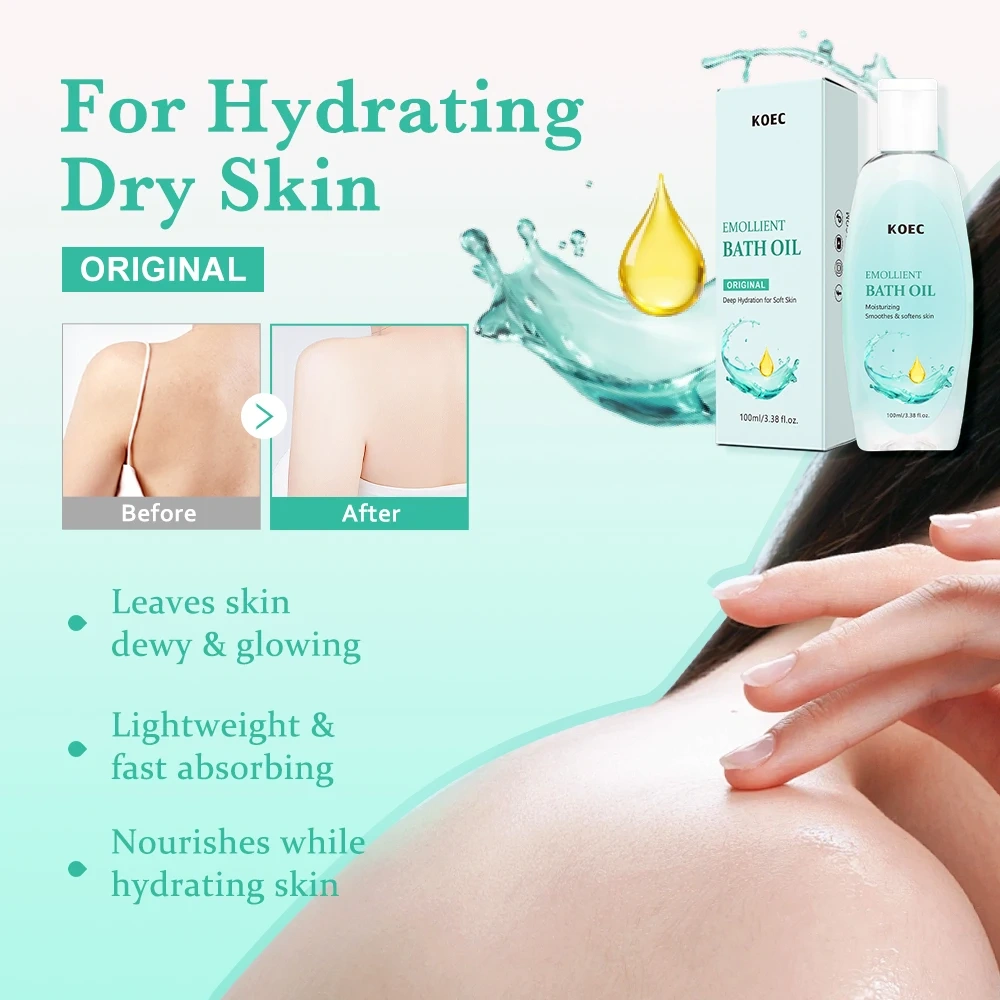 Emollient Bath Oil 100ml for Skin Deep Hydration Soften Smooth Skin Can Be Used As Leave-On Moisturizer Relax & Rejuvenate OEM