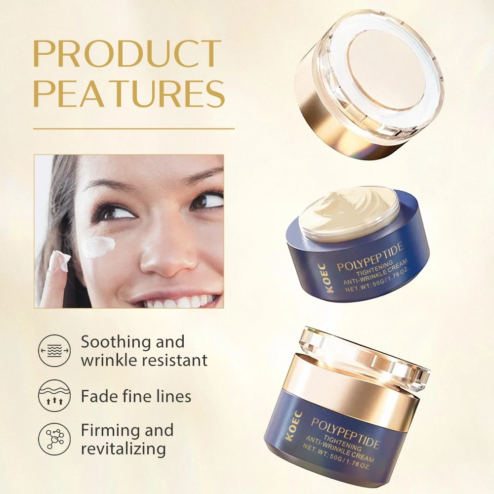 Polypeptide Tightening Anti-wrinkie Cream 50g KOEC Reduce Wrinkles Nasolabial Folds & Fine Lines Accept Customized Private Label