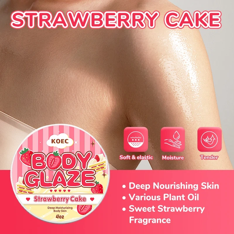 KOEC Body Glaze Strawberry Cake Scent Tiktok Hot Sale Coconut Donut Body Moisturizing Glaze Nourishing Body Care Cream