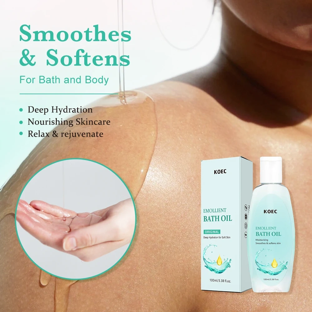 Emollient Bath Oil 100ml for Skin Deep Hydration Soften Smooth Skin Can Be Used As Leave-On Moisturizer Relax & Rejuvenate OEM