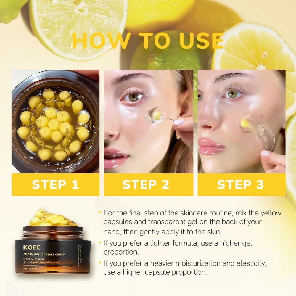 KOEC Vitamin C Capsule Filling Facial Cream Moisturizing Face Cream Deep VC Capsule Cream 50g