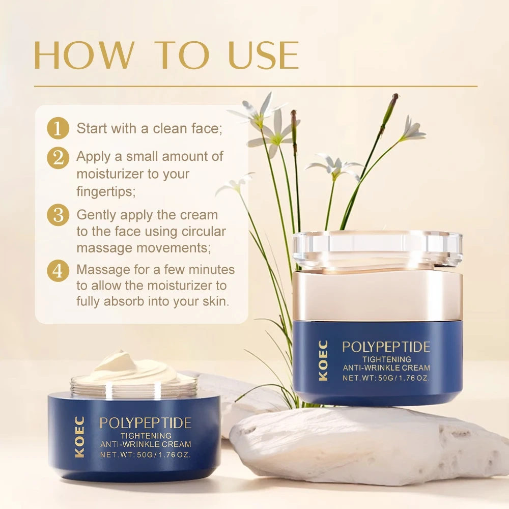 Polypeptide Tightening Anti-wrinkie Cream 50g KOEC Reduce Wrinkles Nasolabial Folds & Fine Lines Accept Customized Private Label