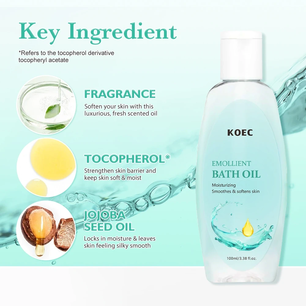 Emollient Bath Oil 100ml for Skin Deep Hydration Soften Smooth Skin Can Be Used As Leave-On Moisturizer Relax & Rejuvenate OEM