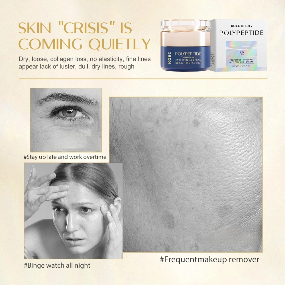 Polypeptide Tightening Anti-wrinkie Cream 50g KOEC Reduce Wrinkles Nasolabial Folds & Fine Lines Accept Customized Private Label