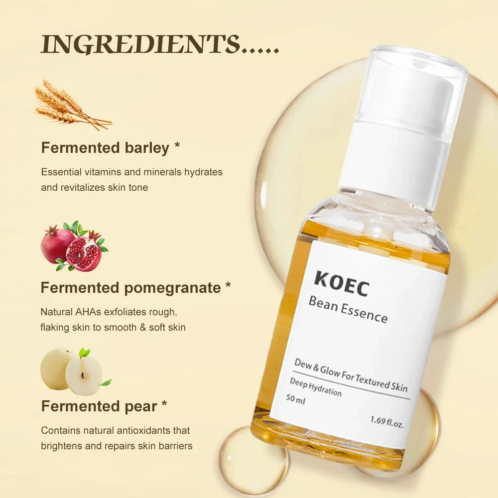 Bean Essence Exfoliating Hydrating Skin Care Glass Hyaluronic Acid Serum Bright Dull Soothing for Irritated Uneven Skin Tone