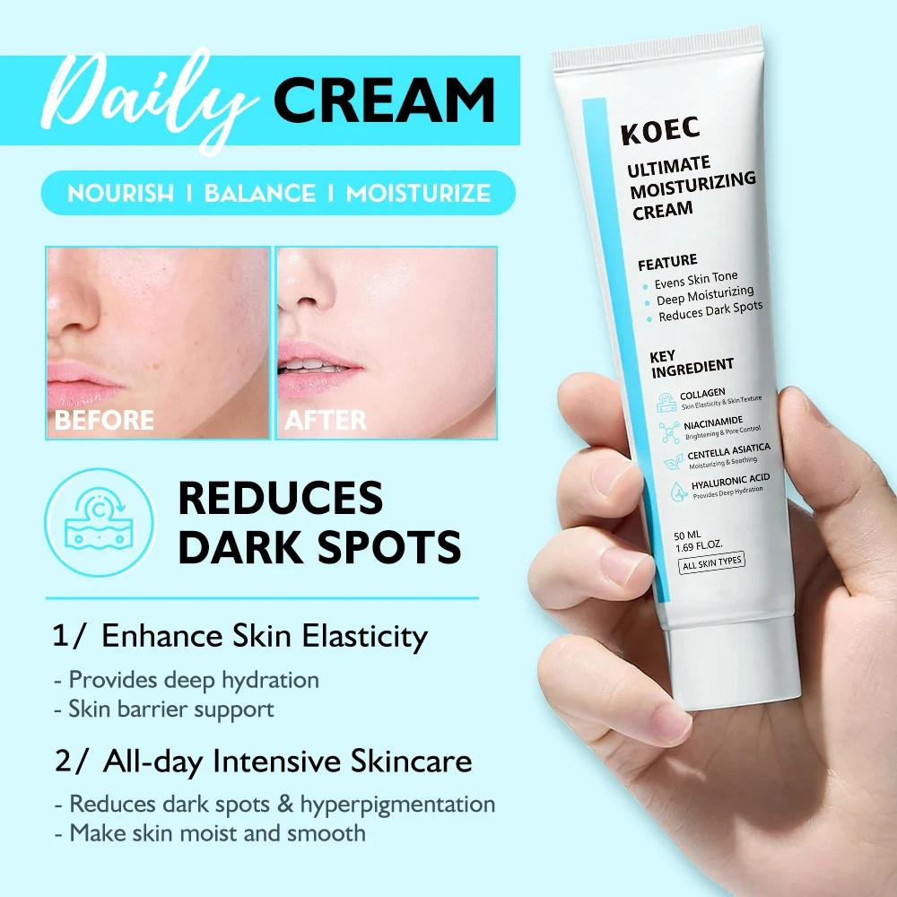 KOEC Collagen Ultimate Moisturizing Facial Cream Wholesale, Hyaluronic Acid Youthful Face Cream for Wrinkles&Dark Spot Formula