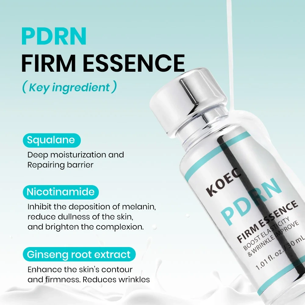 PDRN 100 Firm Essence 30ml Boost Elasticity &Wrinkle Improve Vegan PDRN Skin Restoration & Plumping Fine Lines Korean Skincare