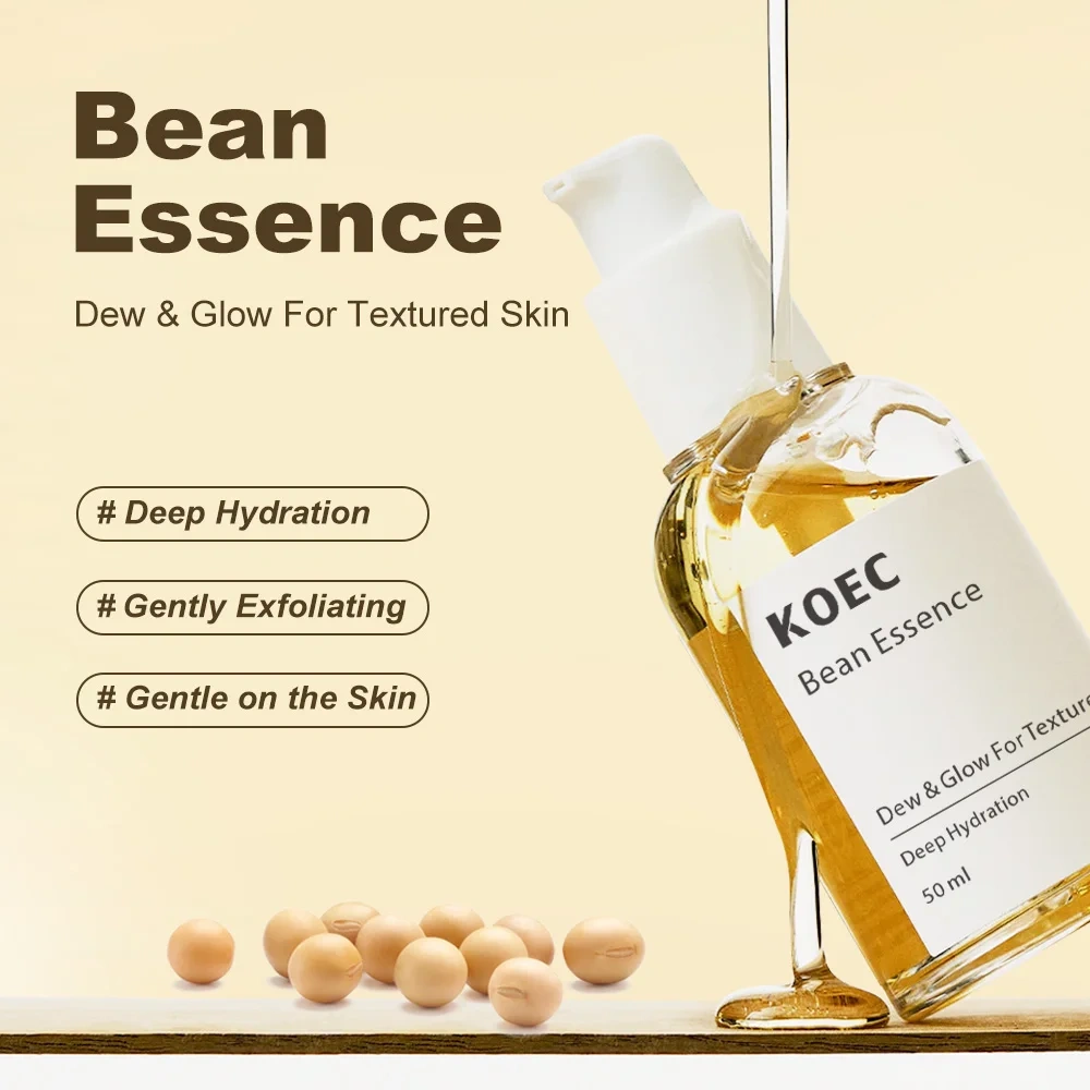 Bean Essence Exfoliating Hydrating Skin Care Glass Hyaluronic Acid Serum Bright Dull Soothing for Irritated Uneven Skin Tone