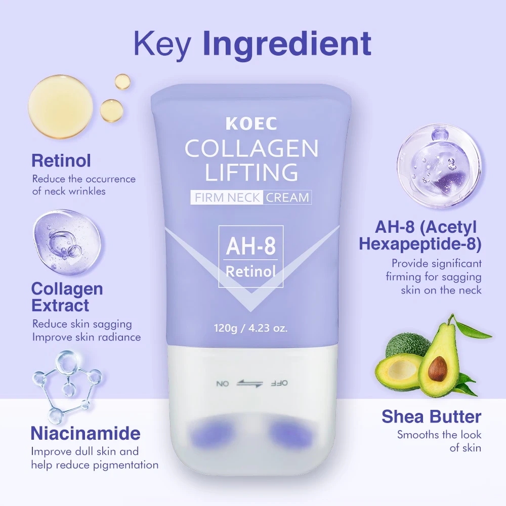 Collagen Retinol Neck Firming Cream,Roller Lifting AH-8 Neck&Face Cream, Anti-Aging Daily Skin Care Moisturizer Wholesale OEM