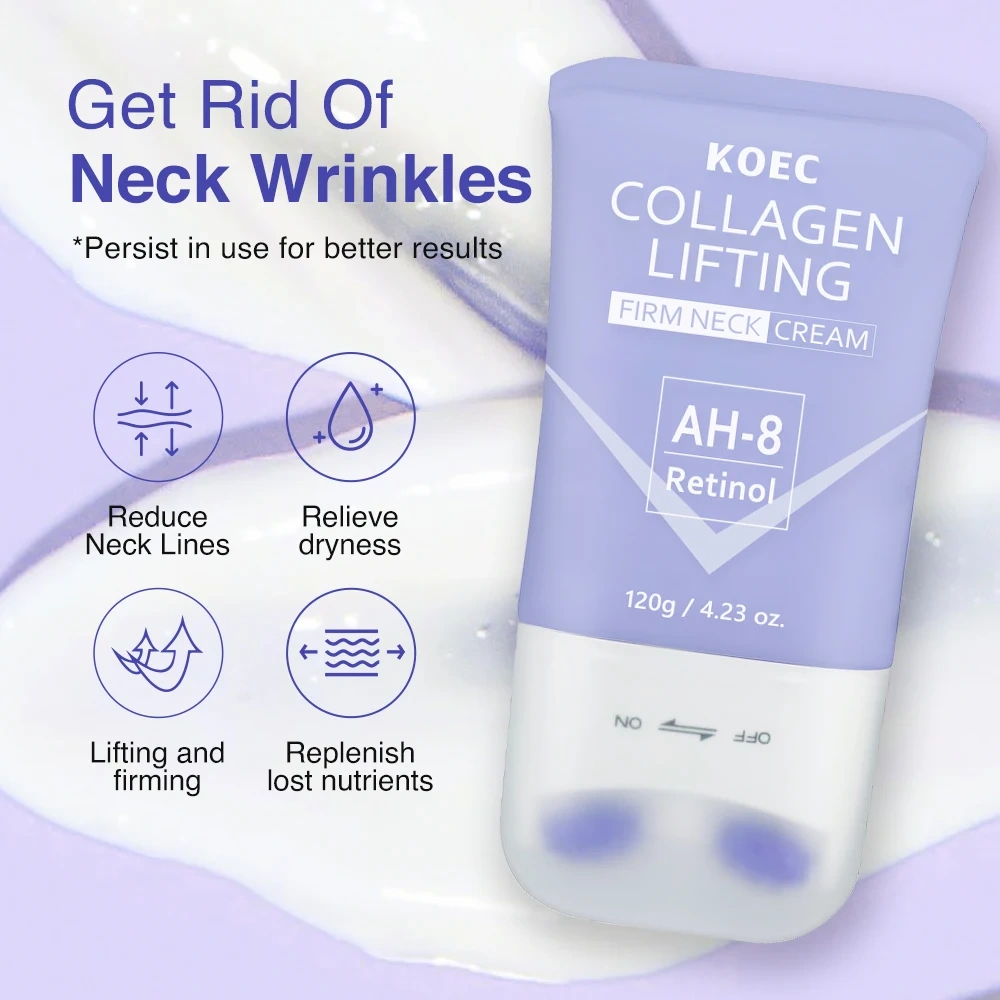 Collagen Retinol Neck Firming Cream,Roller Lifting AH-8 Neck&Face Cream, Anti-Aging Daily Skin Care Moisturizer Wholesale OEM
