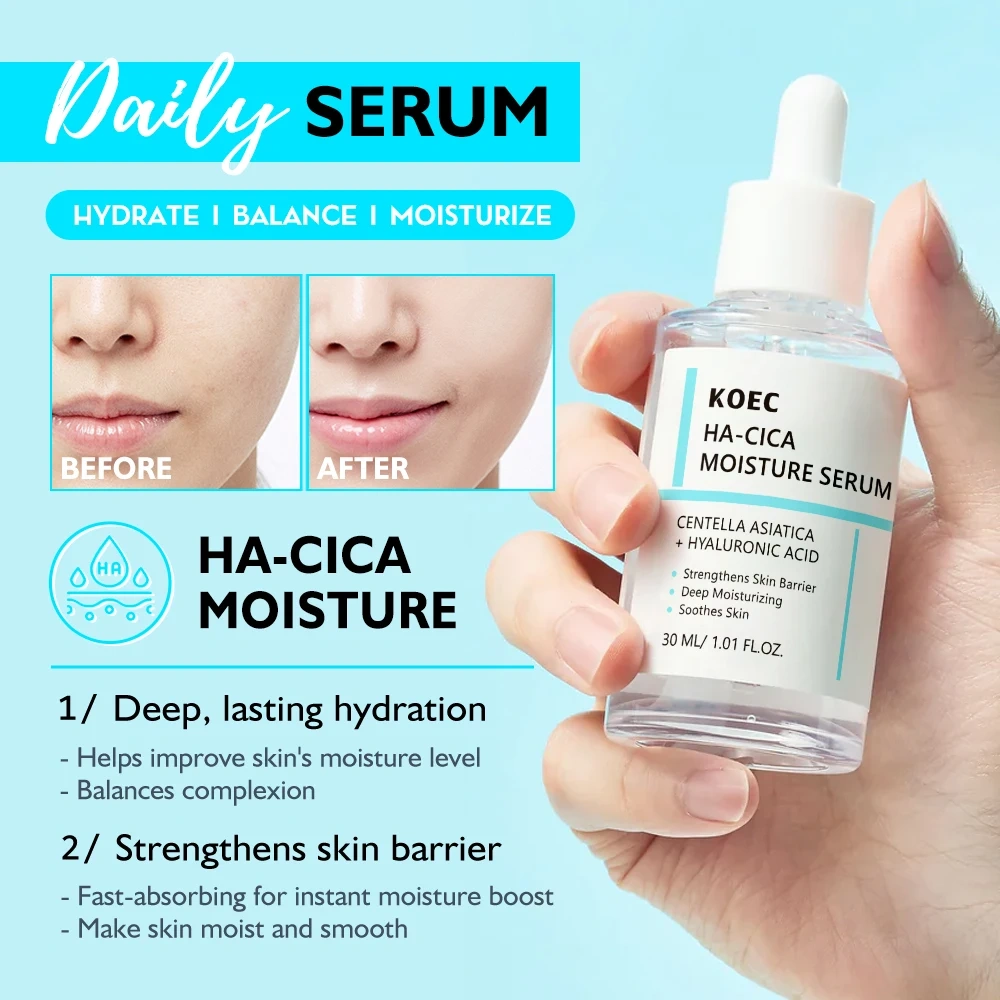 HA-CICA Moisture Serum 30ml  Effectively Anti-Aging Wrinkles Smooth Skin Acne  Facial Essence Deep Moisturizing OEM