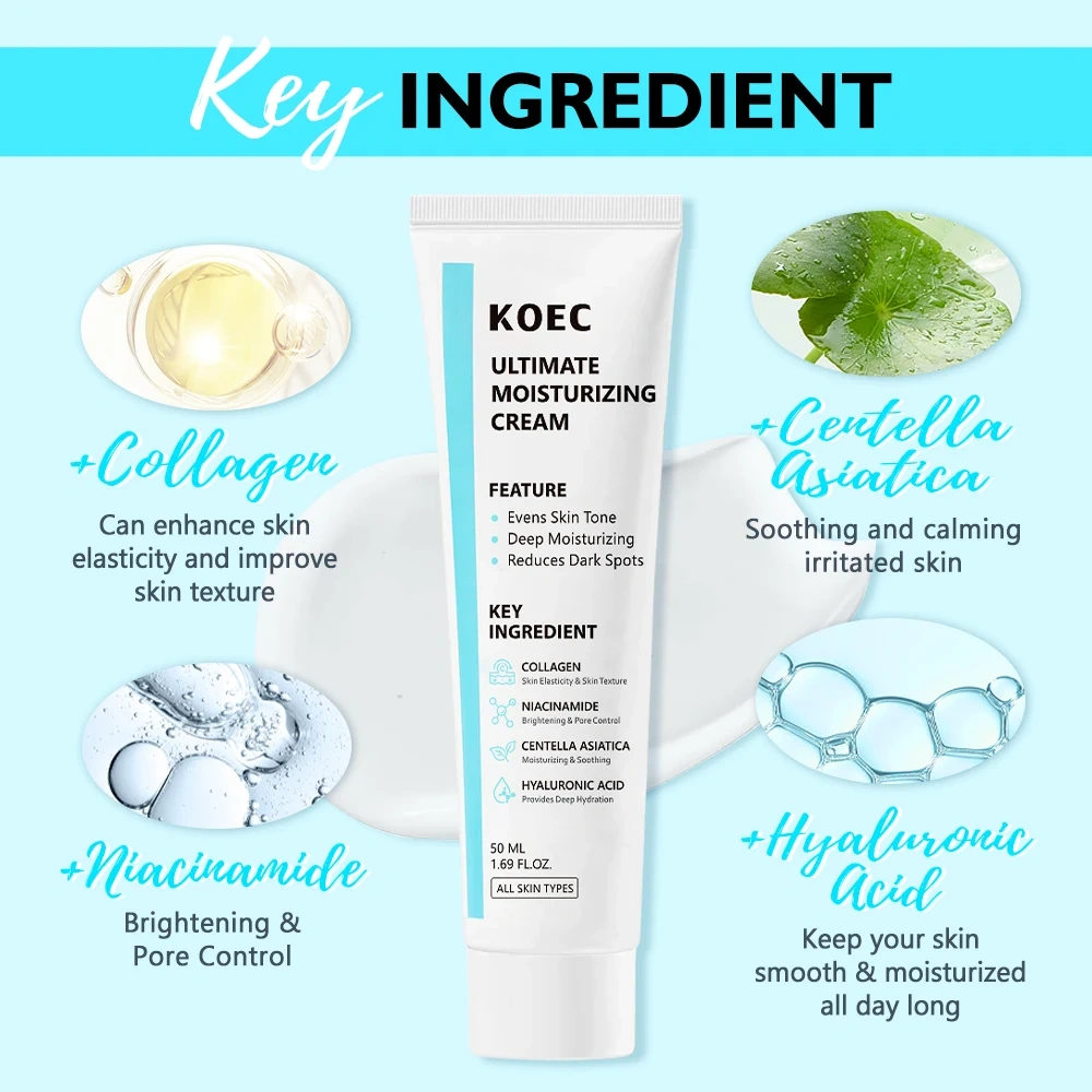 KOEC Collagen Ultimate Moisturizing Facial Cream Wholesale, Hyaluronic Acid Youthful Face Cream for Wrinkles&Dark Spot Formula