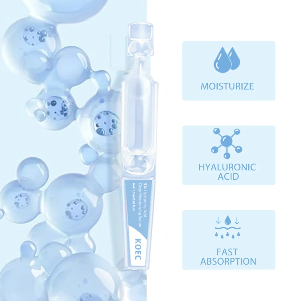 5% Hyaluronic Acid Serum Deep Moisturizing Anti Aging Skin Barrier Repair Face Serum for Dry and Sensitive Skin KOEC Wholesale