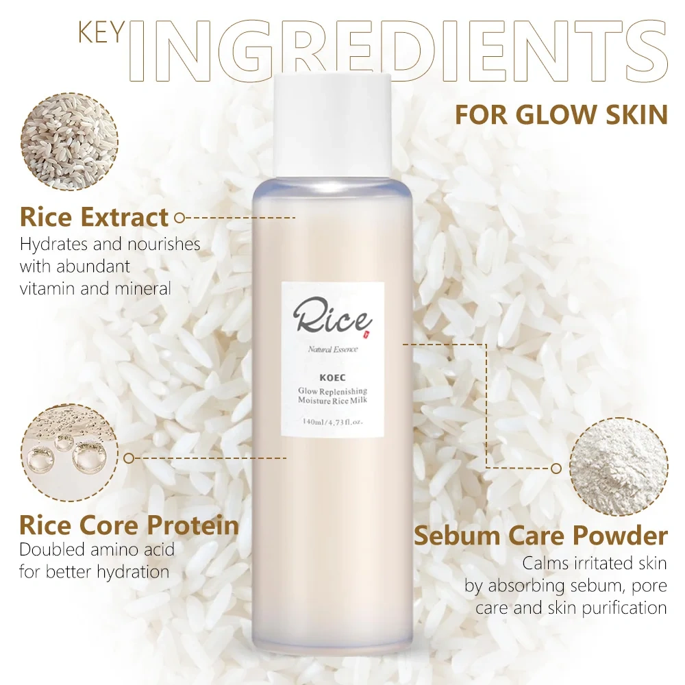 Glow Replenishing Rice Facial Sebum Toner 140ml for Oily Combination Skin Moisturizing Balance Care Fast-Absorbing Skin Care