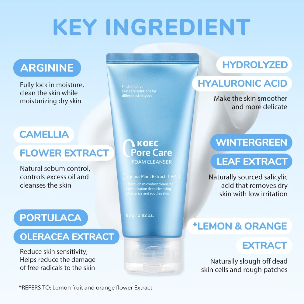 KOEC Zero Foam Cleanser 120g for Sensitive Skin Sebum Control Blackhead Removal Skincare Facial Cosmetics Private Label