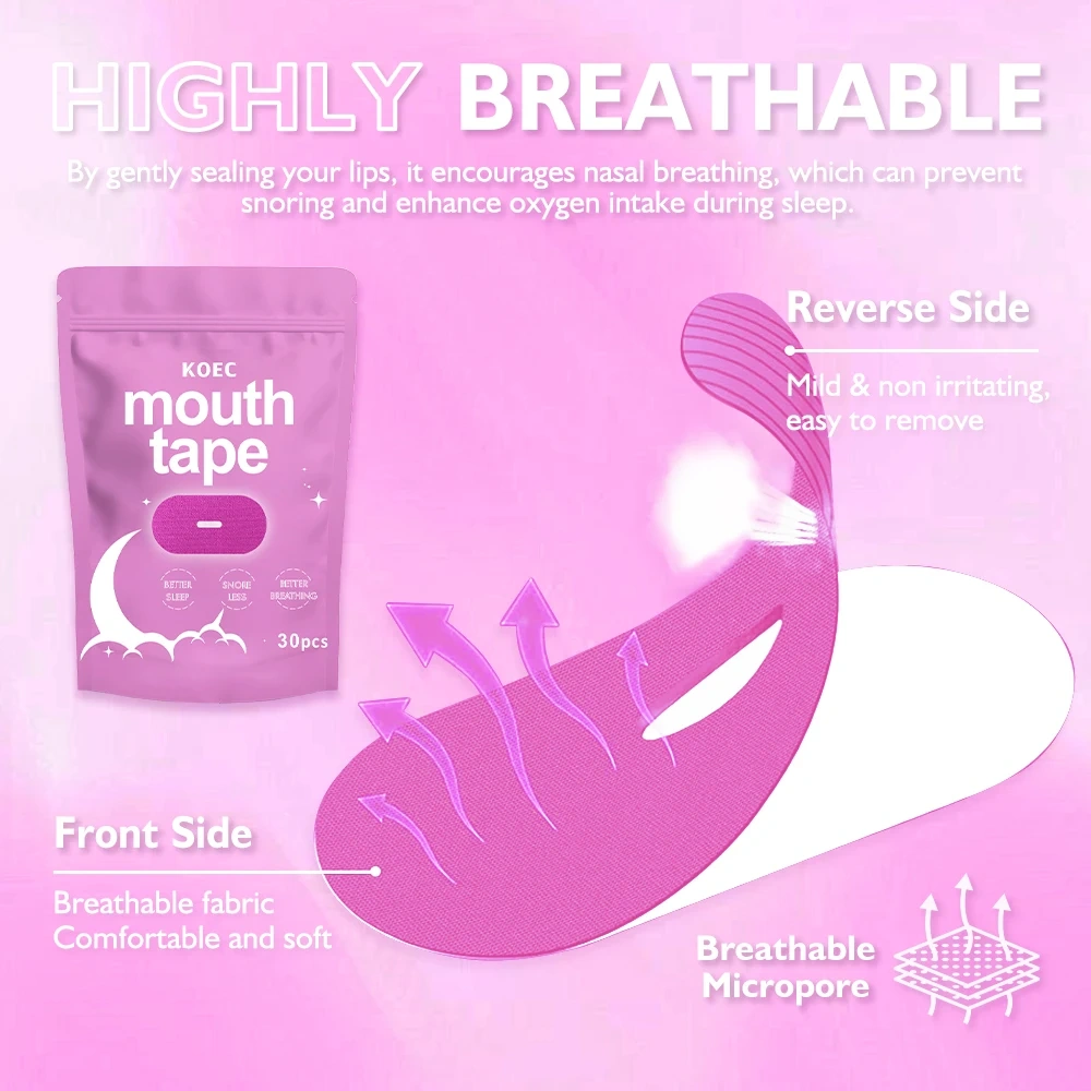 Sleep Mouth Type KOEC Rejuvenating Sleepiness Deep Sleeping Mouth Tape for Sleep Apnea Breathing Accept Customize Private Label
