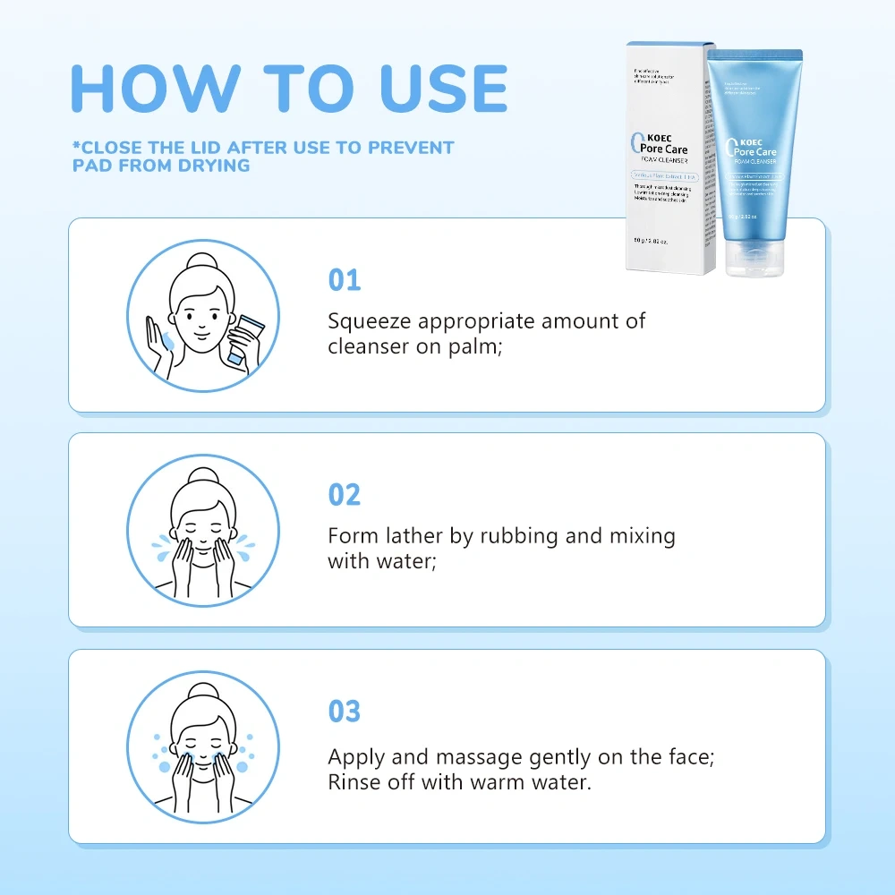 KOEC Zero Foam Cleanser 120g for Sensitive Skin Sebum Control Blackhead Removal Skincare Facial Cosmetics Private Label