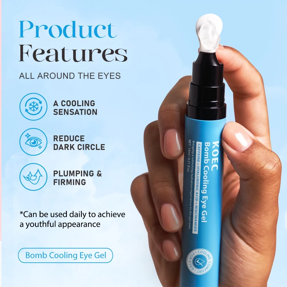 Bomb Cooling Eye Gel Caffeine Hyaluronic Acid for Puffiness Hydration Niacinamide  for Dark Circles Plumping Firming Eye Care