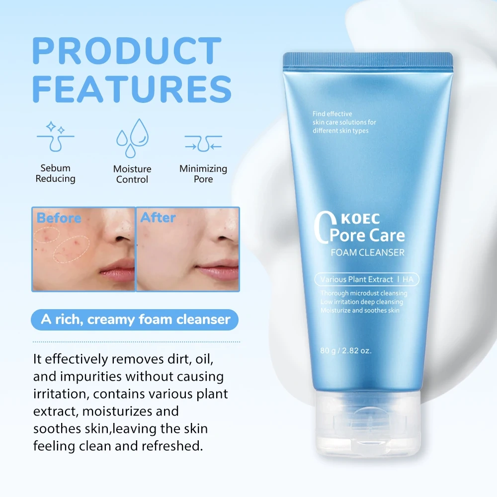 KOEC Zero Foam Cleanser 120g for Sensitive Skin Sebum Control Blackhead Removal Skincare Facial Cosmetics Private Label