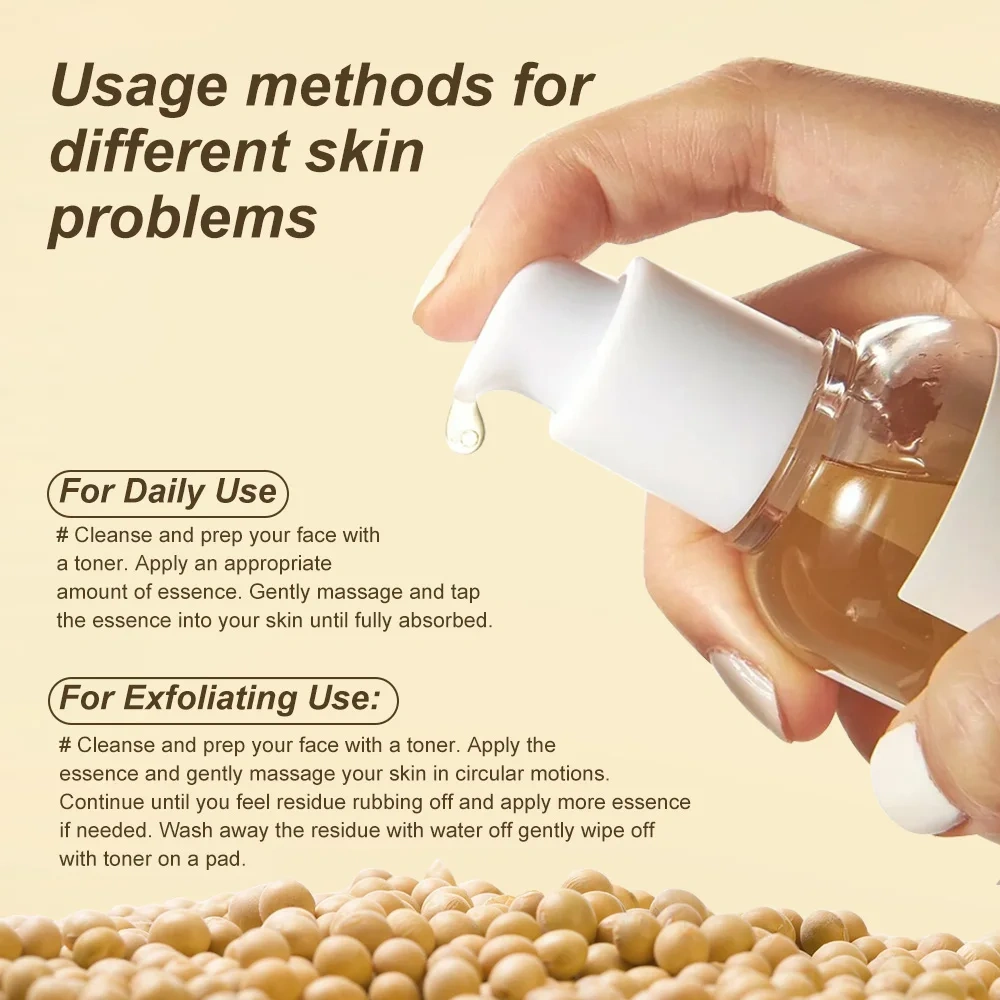 Bean Essence Exfoliating Hydrating Skin Care Glass Hyaluronic Acid Serum Bright Dull Soothing for Irritated Uneven Skin Tone