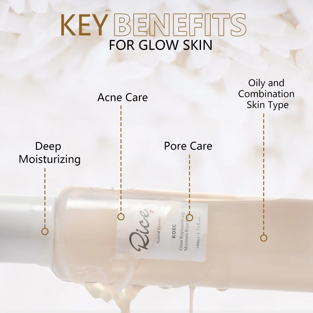 Glow Replenishing Rice Facial Sebum Toner 140ml for Oily Combination Skin Moisturizing Balance Care Fast-Absorbing Skin Care
