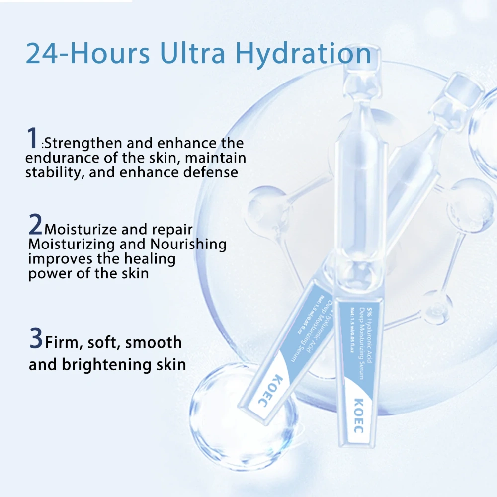 5% Hyaluronic Acid Serum Deep Moisturizing Anti Aging Skin Barrier Repair Face Serum for Dry and Sensitive Skin KOEC Wholesale
