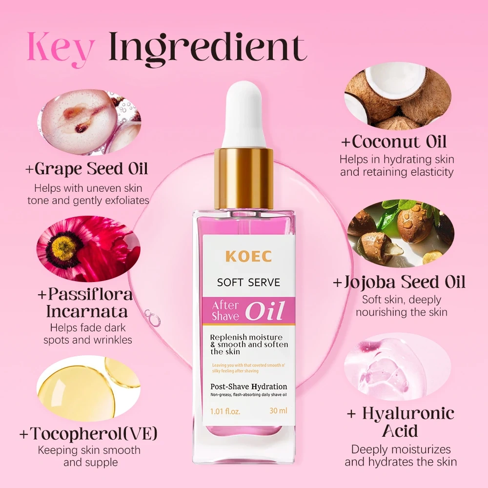 Strawberry Scent Soft After Shave Oil , Smooth and Moisturizing Tiktok Hot Sell Vanilla Body&Facial Oil Wholesale Factory Custom