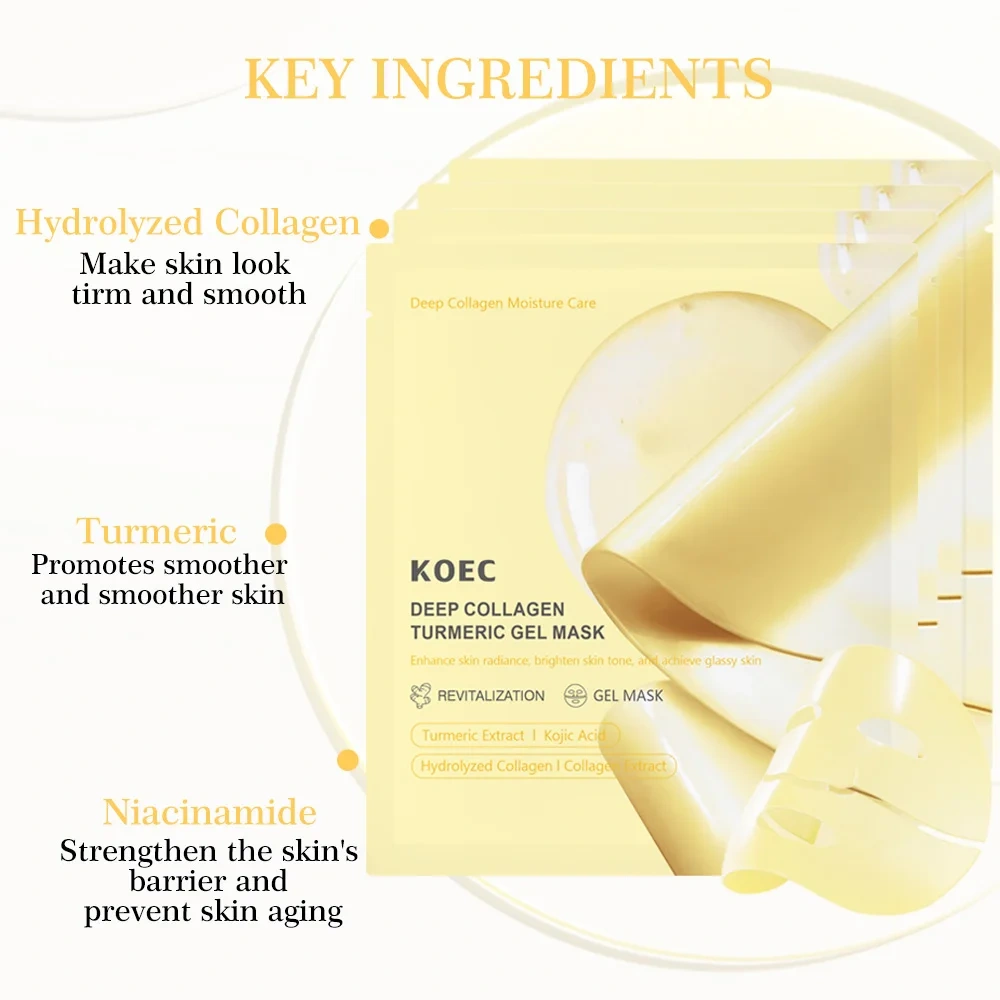 Kojic Acid Turmeric Brightening Gold Jelly Gel Mask,KOEC Overnight Collagen Facial Mask, Moisturizing Korean Face Mask Wholesale