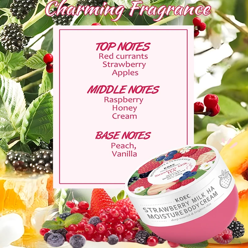 Strawberry Milk Body Lotion Wholesale Hyaluronic Acid Body Moisturizing Cream for Women&Man 200g Skin Care Whitening Lotion