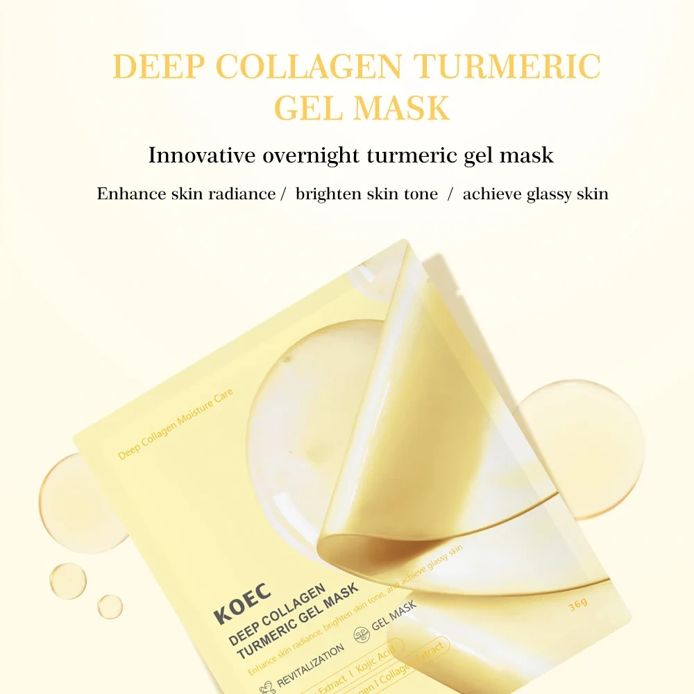 Kojic Acid Turmeric Brightening Gold Jelly Gel Mask,KOEC Overnight Collagen Facial Mask, Moisturizing Korean Face Mask Wholesale