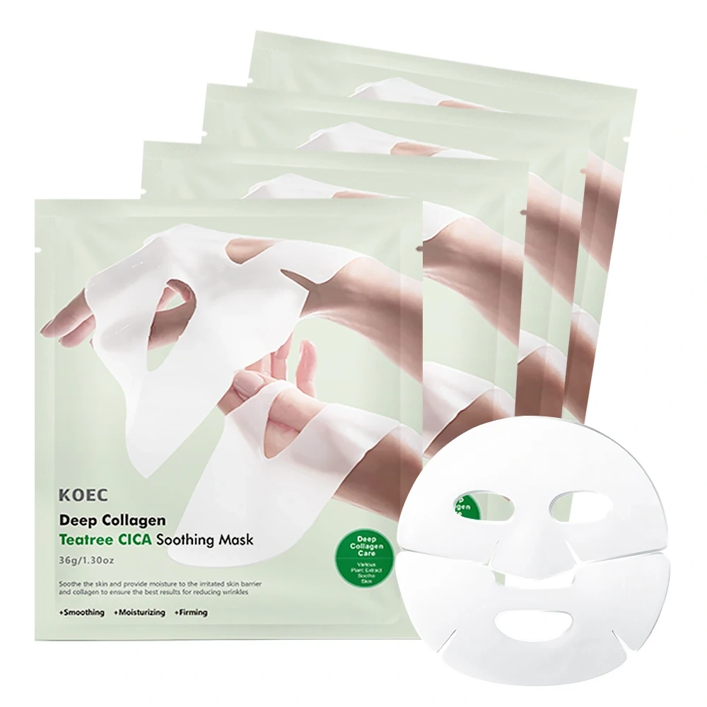 KOEC Deep Collagen CICA Teatree Soothing Mask AntiWrinkle Sheet Mask Collagen Ifting Firming Moisturizing Accept OEM Wholesale