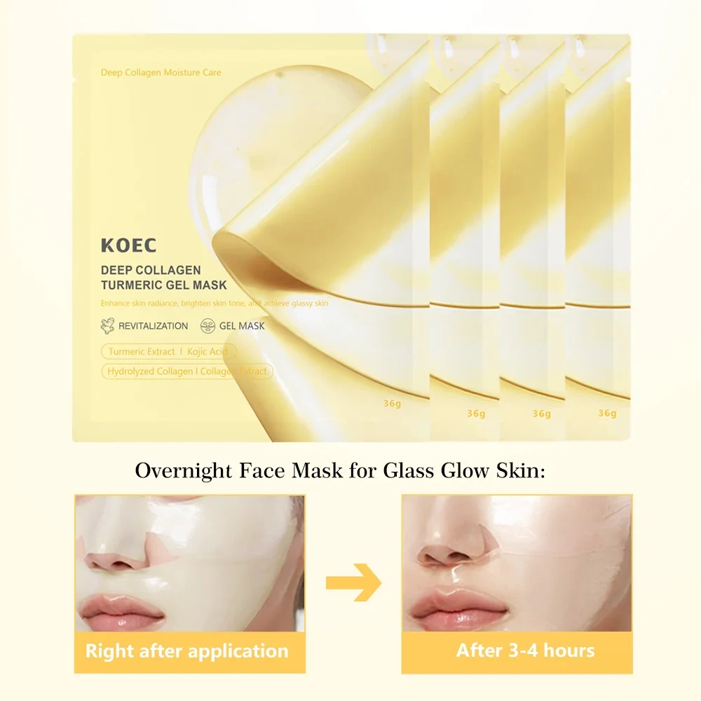 Kojic Acid Turmeric Brightening Gold Jelly Gel Mask,KOEC Overnight Collagen Facial Mask, Moisturizing Korean Face Mask Wholesale