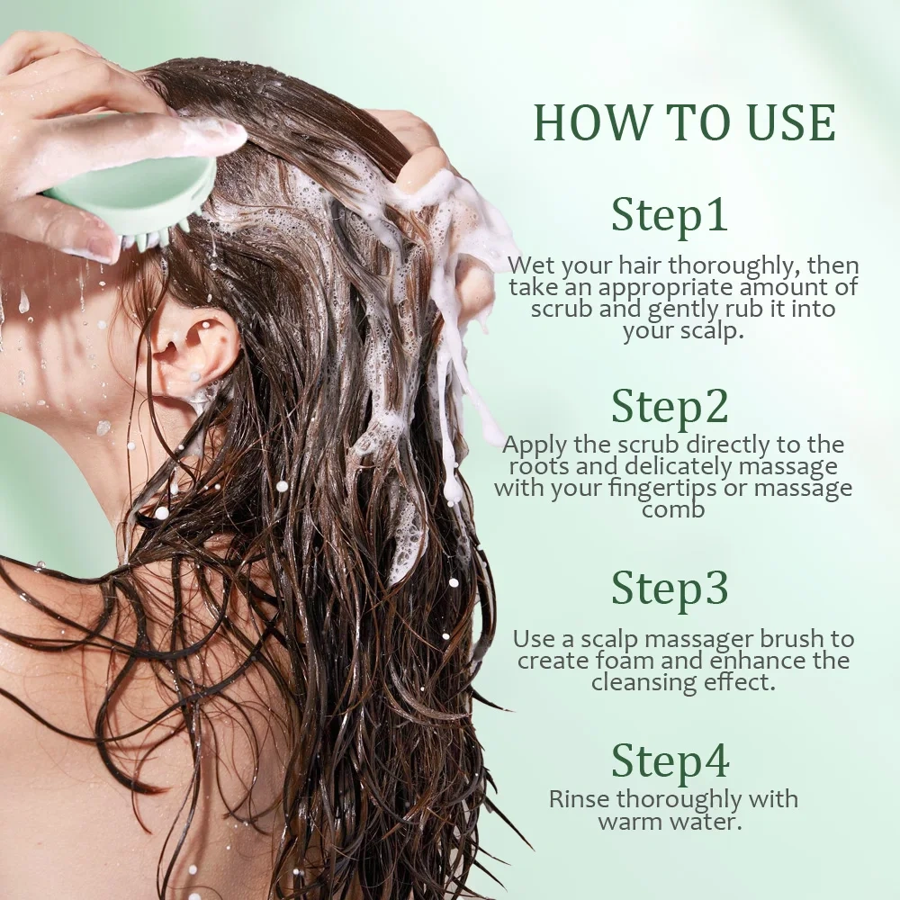 Wholesale Rosemary Mint Sea Salt Hair Scrub with Massage Comb, KOEC 2 in 1 Hair Treatment Shampoo+ Scalp Cleansing Hair Scrub