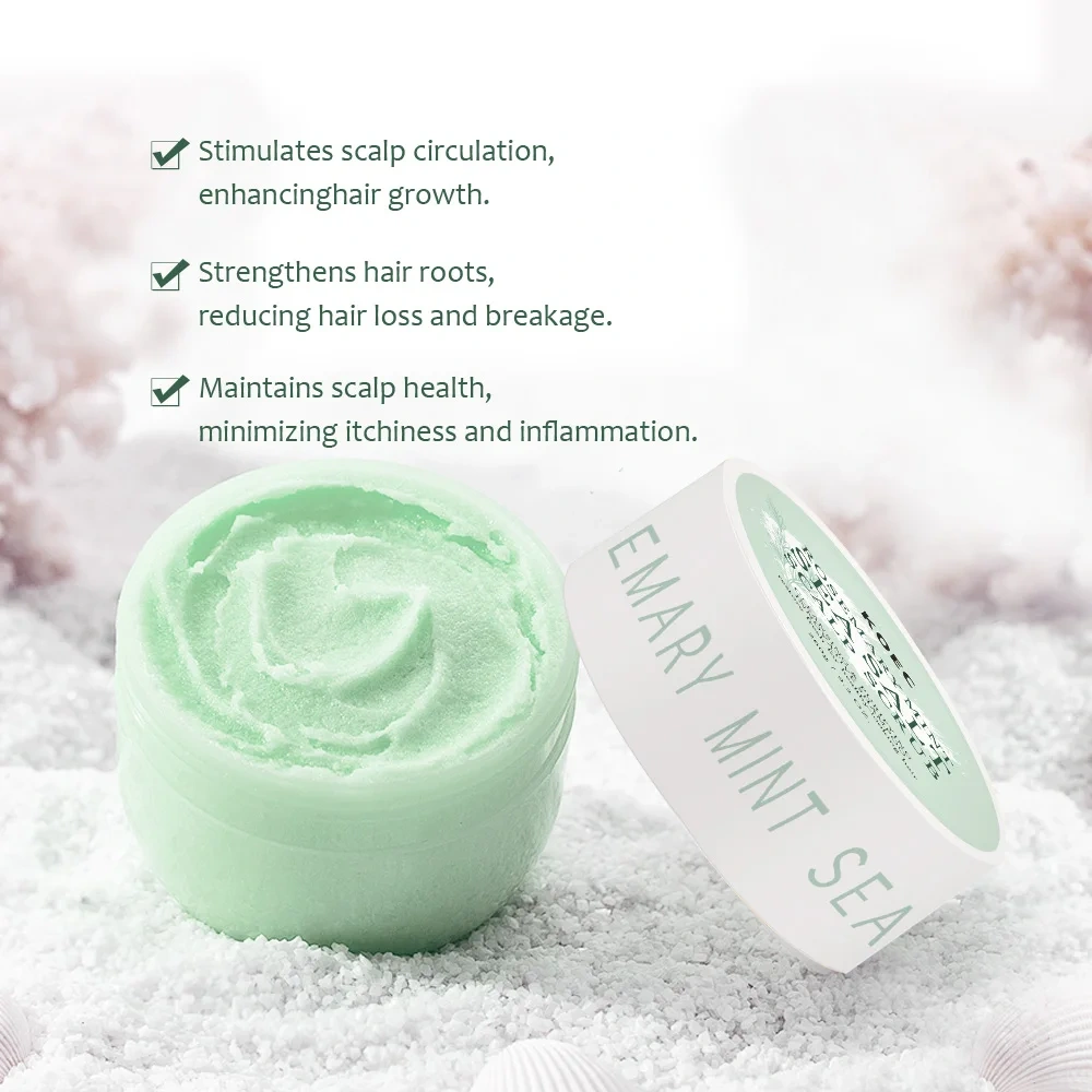 Wholesale Rosemary Mint Sea Salt Hair Scrub with Massage Comb, KOEC 2 in 1 Hair Treatment Shampoo+ Scalp Cleansing Hair Scrub