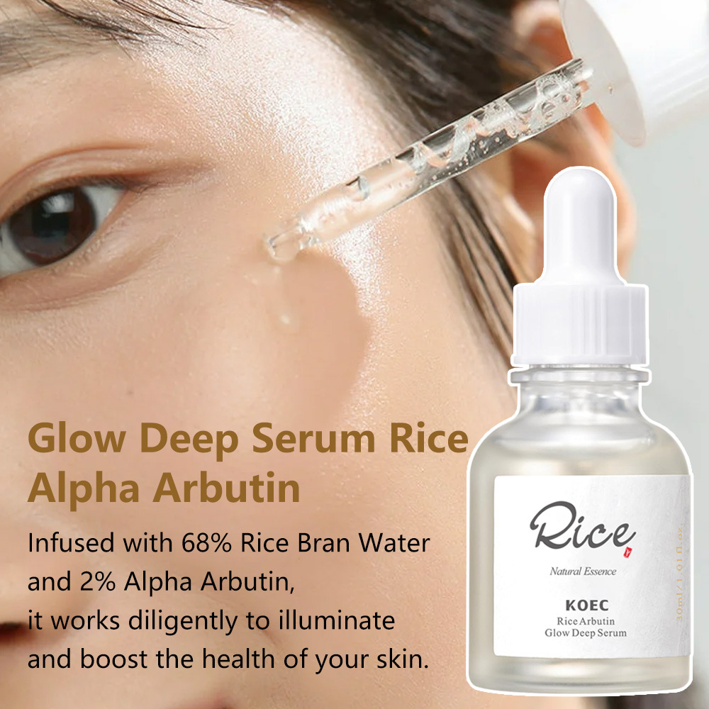 KOEC Glow Deep Serum Rice&Arbutin Facial Serum for Uneven Dull Skin Tone, Daily Korean Skin Care Rice Face Serum 30ml Wholesale