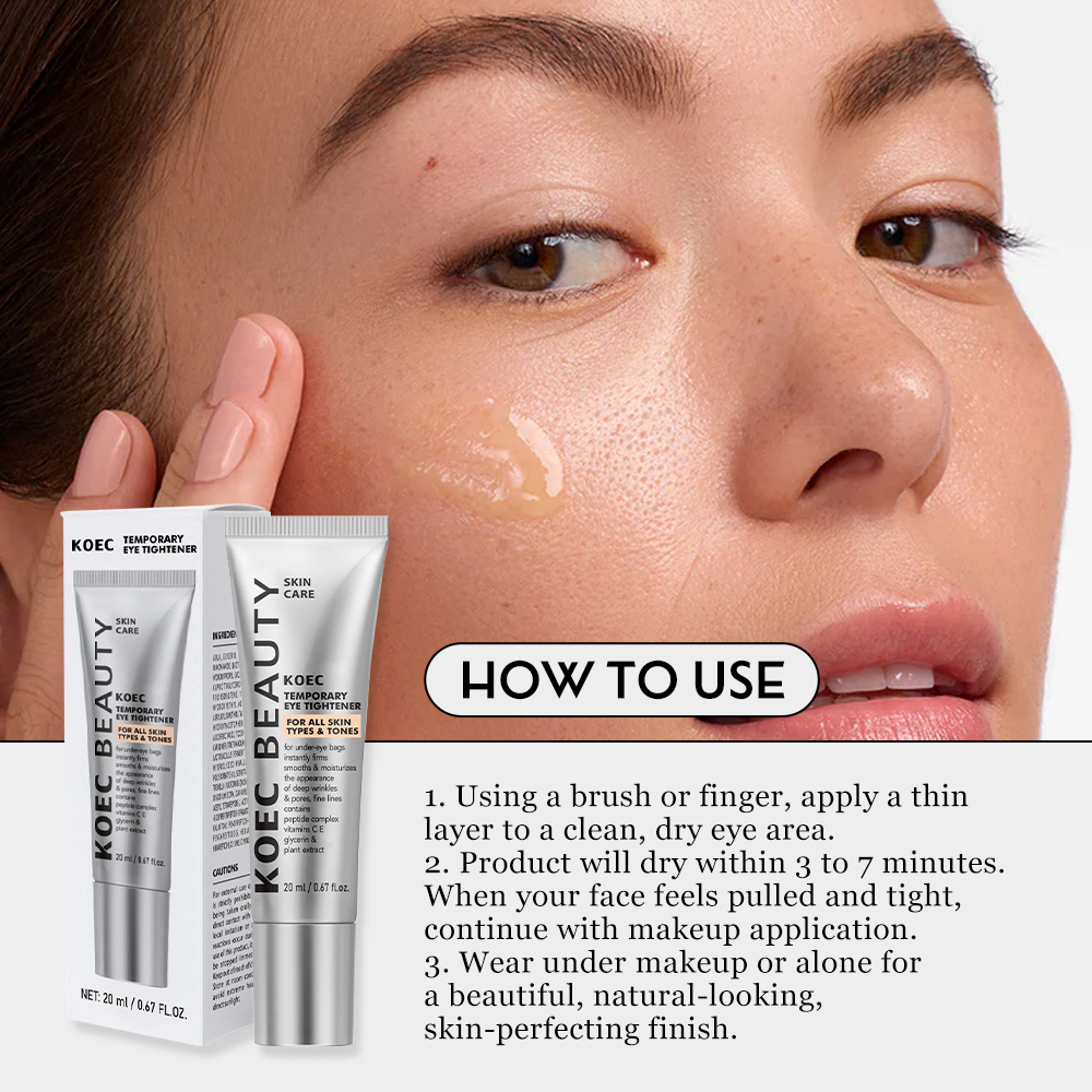 Instant Firming Eye Cream 20ml With Brush(new) Custom Logo,KOEC Eye Serum Easy Wear Temporary Eye Tightener for Dark Circles