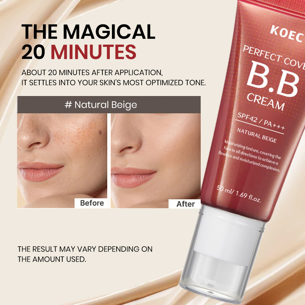 KOEC Perfect Cover BB Cream Foundation Natural Color Undertone SPF 42, Medium Tinted Moisturizer for Face Coverage Wholesale