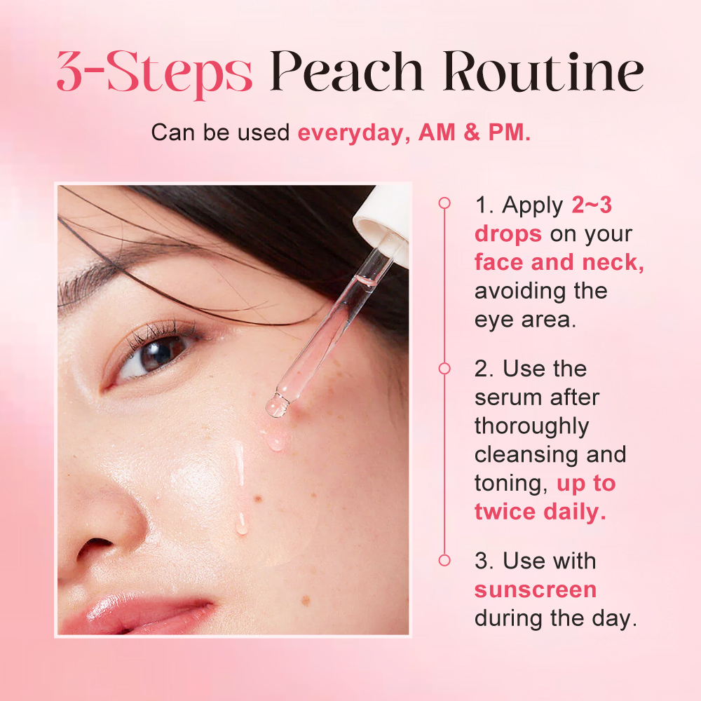 OEM Peach 70% Niacinamide Serum 30ml Natural Brightening Hydrating Face Serum Skin Bright Dull Minimize Pores  Private Label