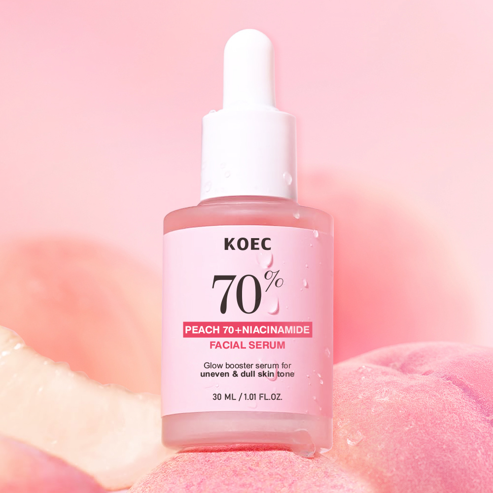 OEM Peach 70% Niacinamide Serum 30ml Natural Brightening Hydrating Face Serum Skin Bright Dull Minimize Pores  Private Label