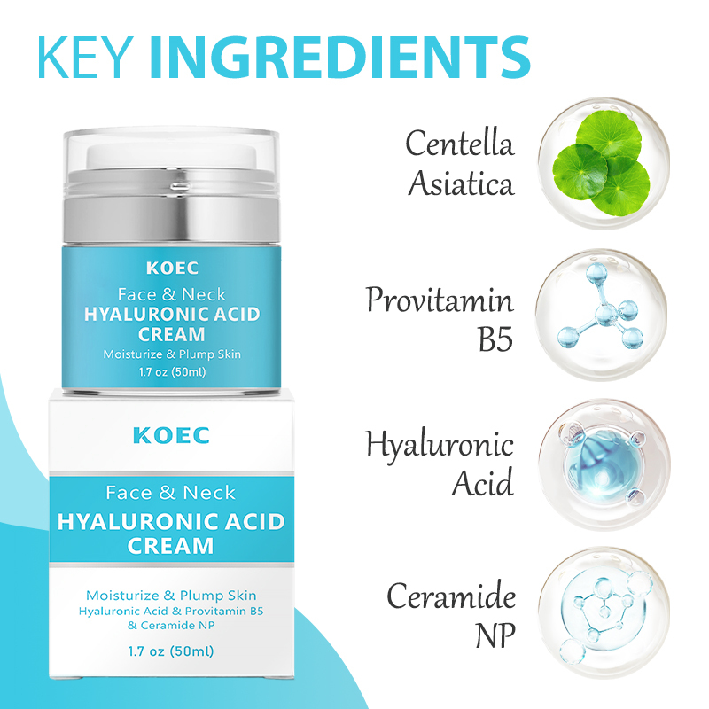 KOEC HA Face&Neck Moisturizing Cream Wholesale Firm Face Cream for Dry Skin Anti-Aging Moisturizer Hyaluronic Acid Facial Cream