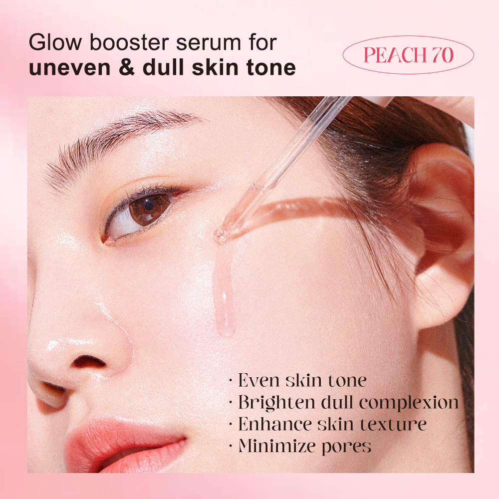 OEM Peach 70% Niacinamide Serum 30ml Natural Brightening Hydrating Face Serum Skin Bright Dull Minimize Pores  Private Label