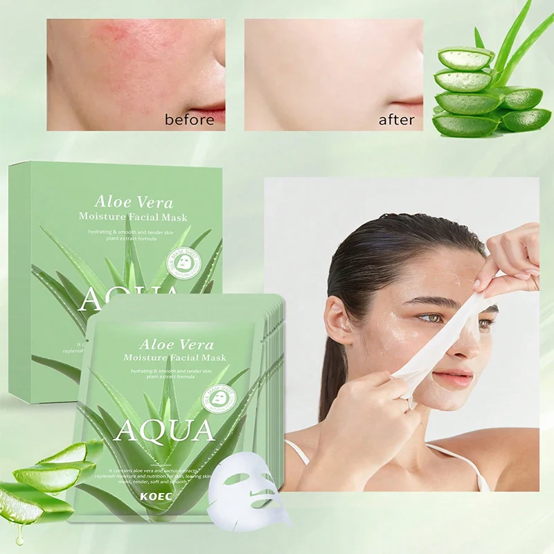 Aloe Vera Moisture Facial Sheet Mask 10pcs