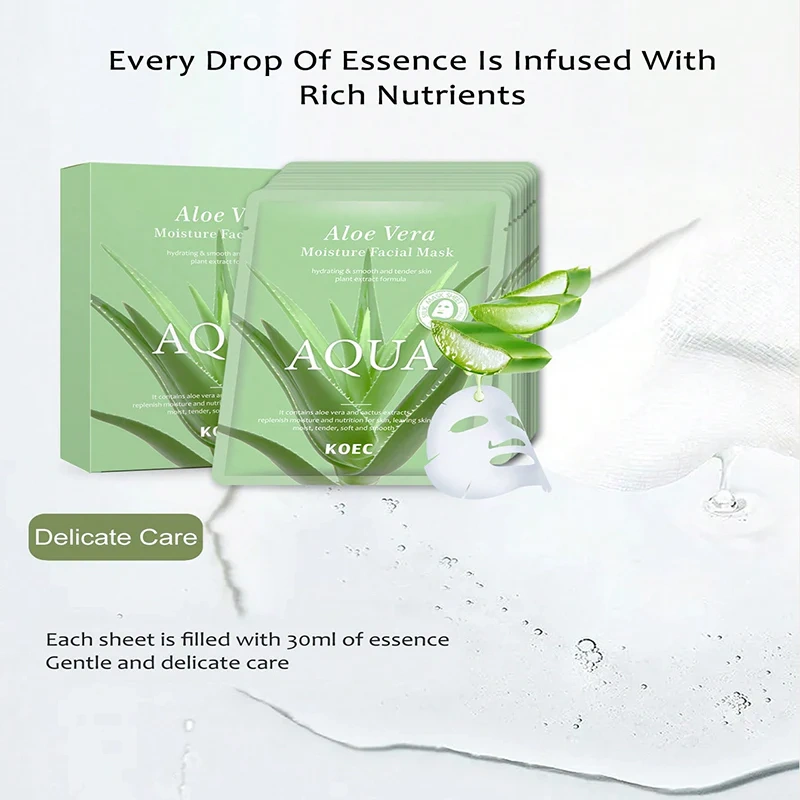 Aloe Vera Moisture Facial Sheet Mask 10pcs