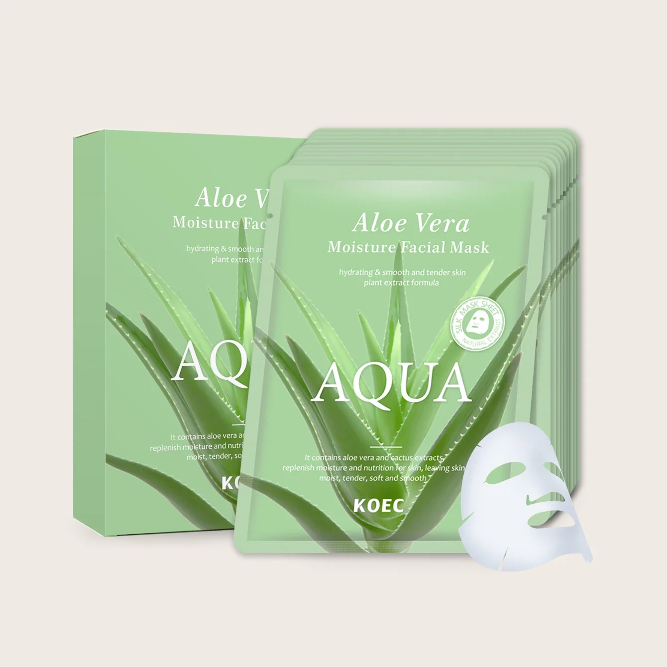 Aloe Vera Moisture Facial Sheet Mask 10pcs