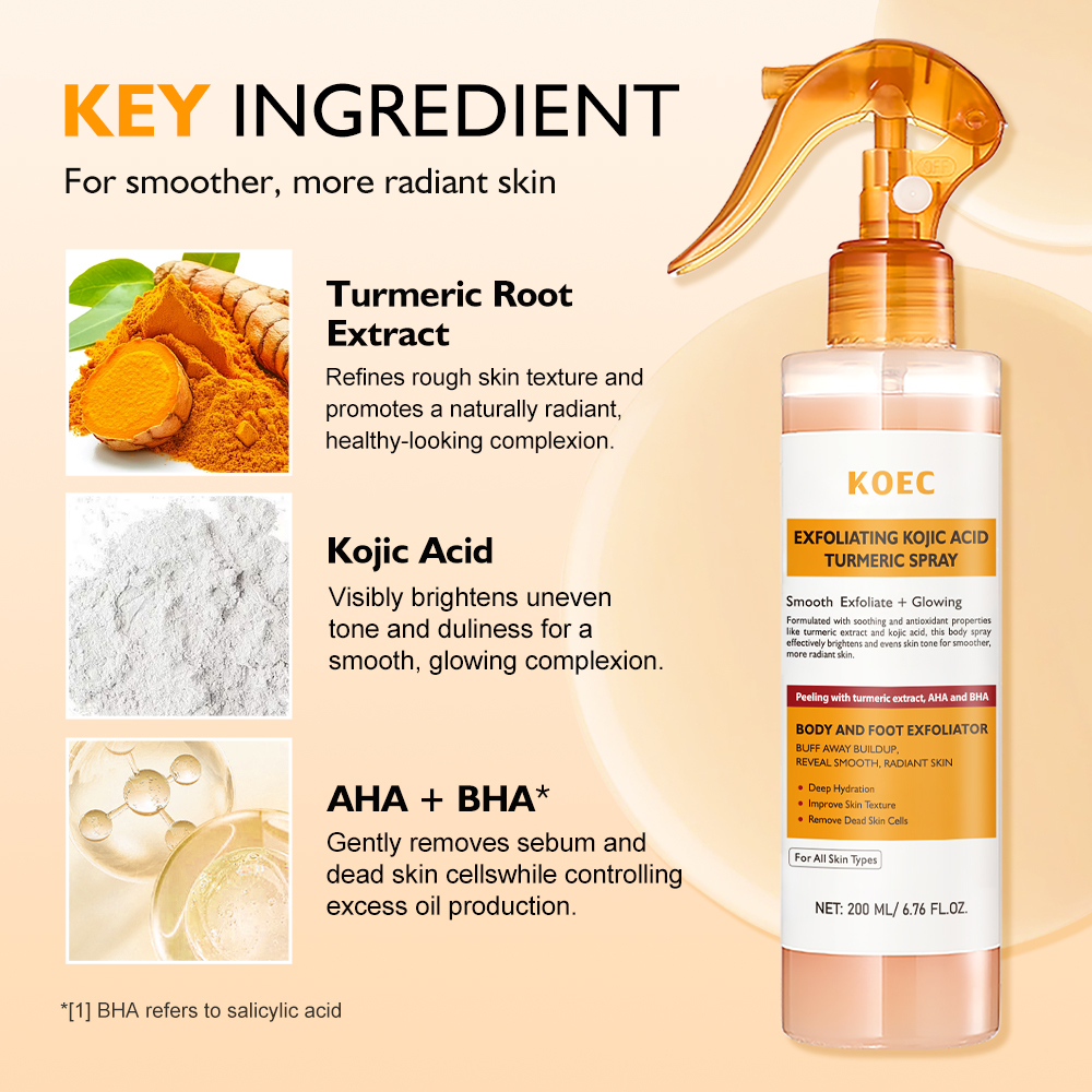 KOEC Exfoliating Kojic Acid & Turmeric Body Scrub Spray 200ml