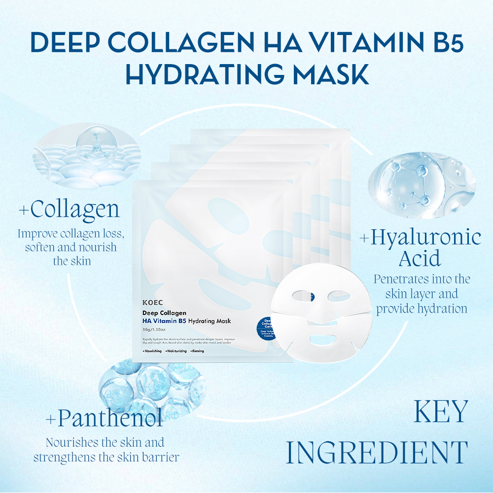 Deep Collagen Hyalu-B5 Hydrating Mask KOEC Anti-Wrinkle Facial Sheet Masks Collagen for Lifting Firming Moisturizing Accept OEM