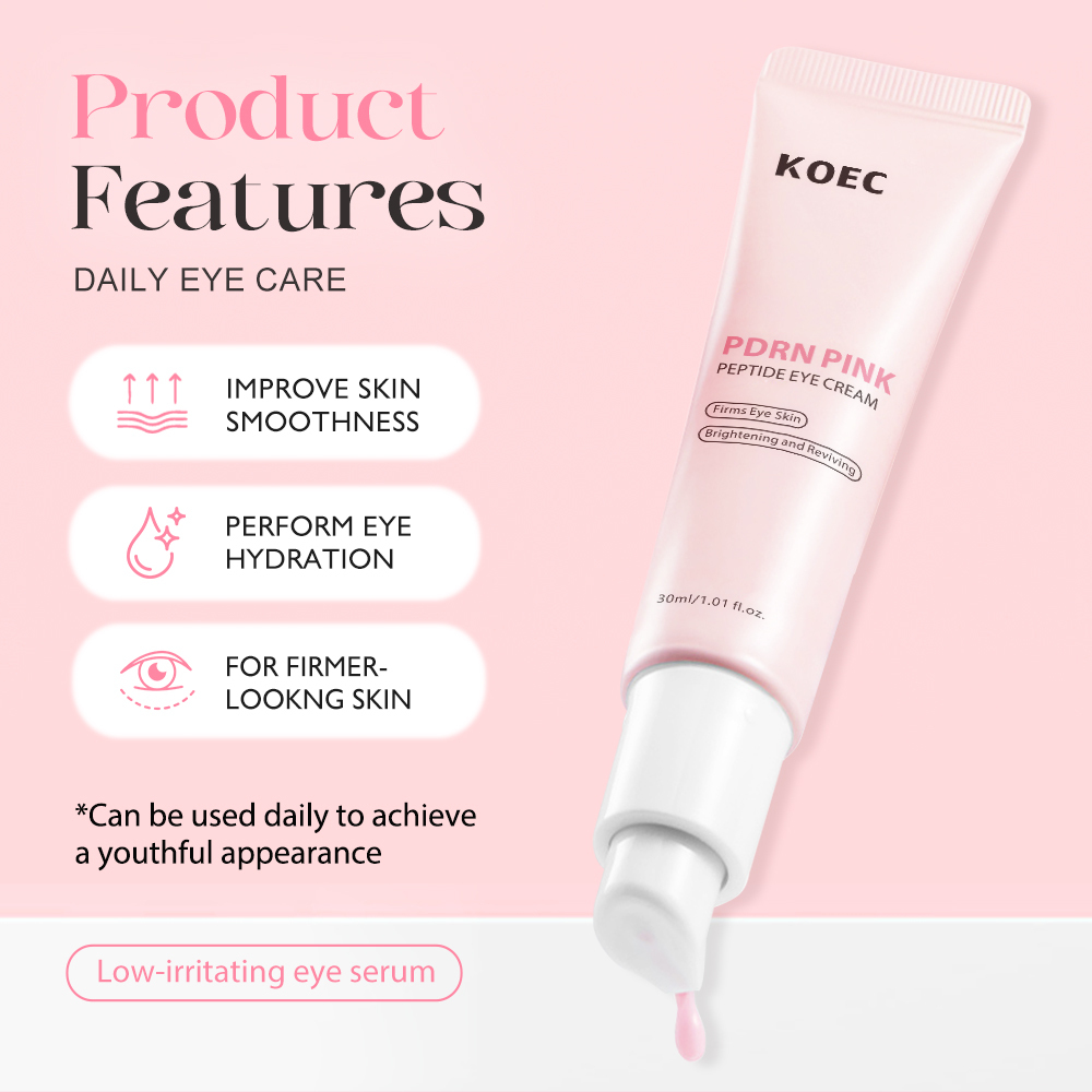 Salmon DNA PDRN Pink Peptide Eye Serum with Niacinamide Wholesale, KOEC Firming Eye Cream 30g for Fine Lines, Uneven Skin Tone
