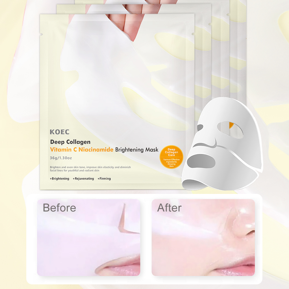 Deep Collagen Niacin-Vita C Brightening Mask AntiWrinkle Facial Sheet Mask Collagen Lifting Firming Moisturizing Accept OEM